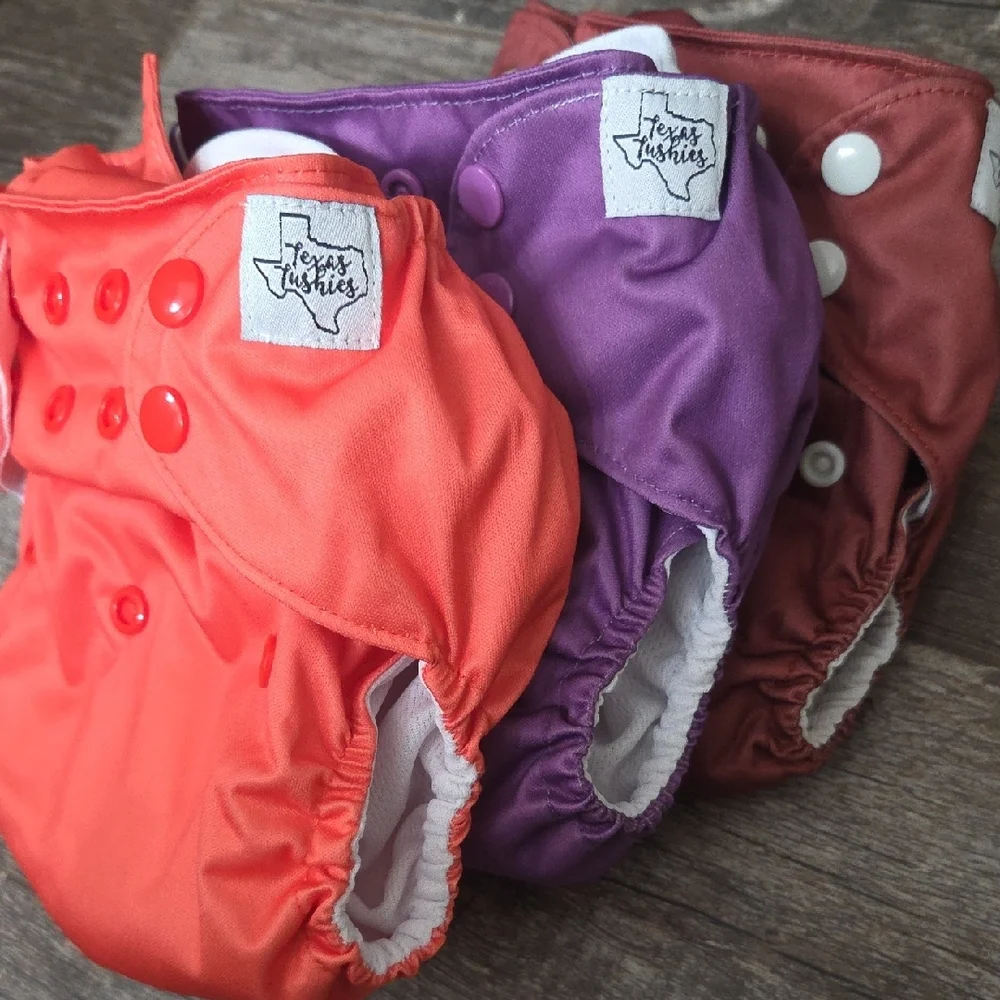 Texas Tushies Vibrant Solids Flex Fit Pocket Cloth Diapers (NWOT)